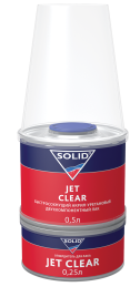SOLID JET CLEAR (500+250 мл) - двухкомпонентный экспресс лак 2+1 (в комп. с отвердит.)														